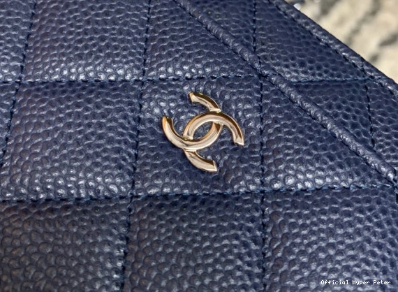 Hyper Peter WALLET HARDWARE WITH SILVER CHANEL CHAIN CAVIAR 0712